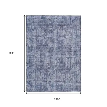10' X 14' Blue And Ivory Abstract Washable Indoor Outdoor Area Rug