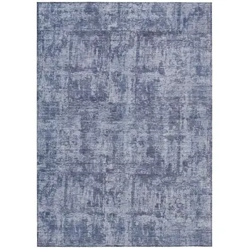 10' X 14' Blue And Ivory Abstract Washable Indoor Outdoor Area Rug