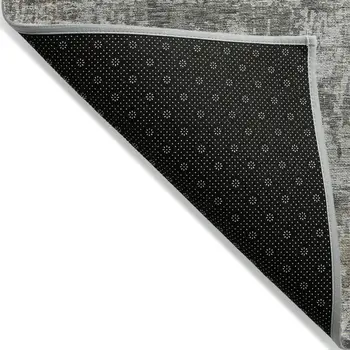 3' X 5' Pewter And Ivory Abstract Washable Indoor Outdoor Area Rug