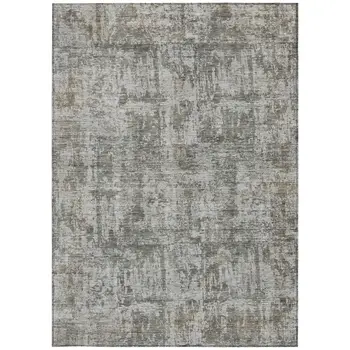 8' X 10' Pewter And Ivory Abstract Washable Indoor Outdoor Area Rug
