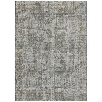 8' X 10' Pewter And Ivory Abstract Washable Indoor Outdoor Area Rug
