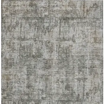 8' X 10' Pewter And Ivory Abstract Washable Indoor Outdoor Area Rug
