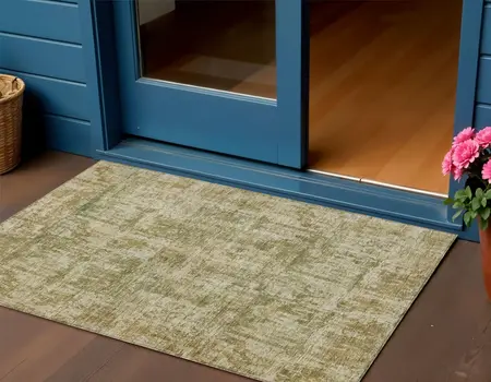 3' X 5' Taupe And Beige Abstract Washable Indoor Outdoor Area Rug