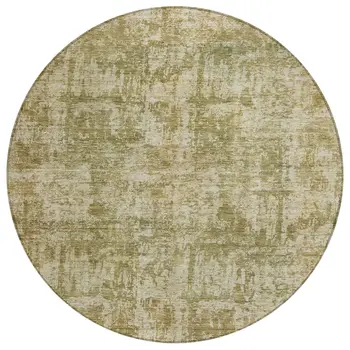 8' Taupe And Beige Round Abstract Washable Indoor Outdoor Area Rug