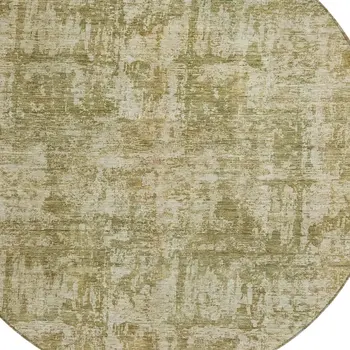 8' Taupe And Beige Round Abstract Washable Indoor Outdoor Area Rug