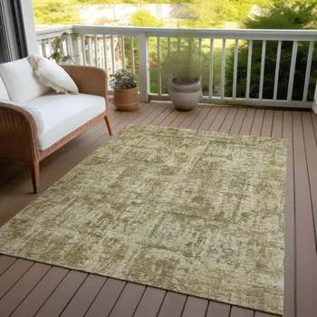 9' X 12' Taupe And Beige Abstract Washable Indoor Outdoor Area Rug