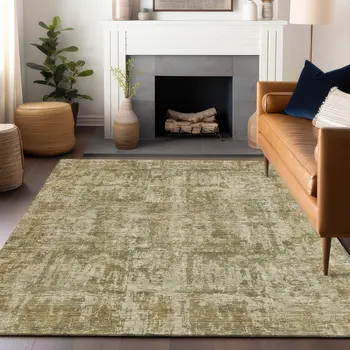 9' X 12' Taupe And Beige Abstract Washable Indoor Outdoor Area Rug