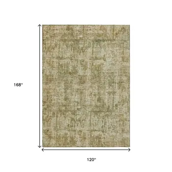 10' X 14' Taupe And Beige Abstract Washable Indoor Outdoor Area Rug