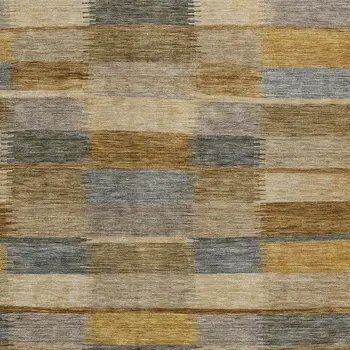 10' X 14' Brown Taupe And Gold Striped Washable Indoor Outdoor Area Rug