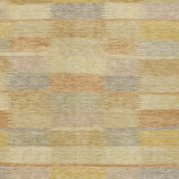 3' X 5' Wheat Beige And Gold Striped Washable Indoor Outdoor Area Rug