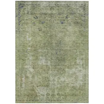 3' X 5' Artichoke Green And Beige Abstract Washable Indoor Outdoor Area Rug