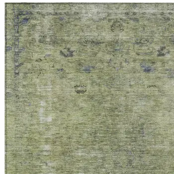 10' X 14' Artichoke Green And Beige Abstract Washable Indoor Outdoor Area Rug