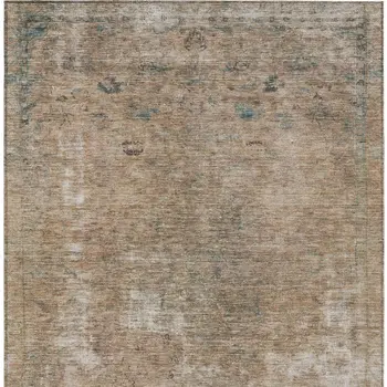 5' X 8' Beige And Taupe Abstract Washable Indoor Outdoor Area Rug