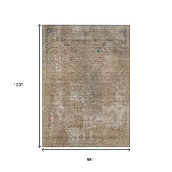 8' X 10' Beige And Taupe Abstract Washable Indoor Outdoor Area Rug