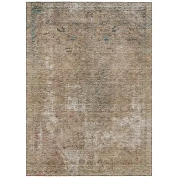 10' X 14' Beige And Taupe Abstract Washable Indoor Outdoor Area Rug