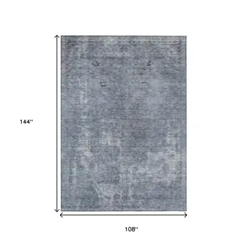 9' X 12' Blue And Gray Abstract Washable Indoor Outdoor Area Rug