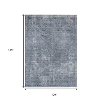 10' X 14' Blue And Gray Abstract Washable Indoor Outdoor Area Rug
