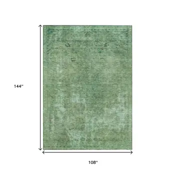 9' X 12' Sage And Mint Green Abstract Washable Indoor Outdoor Area Rug