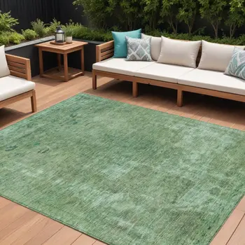 10' X 14' Sage And Mint Green Abstract Washable Indoor Outdoor Area Rug