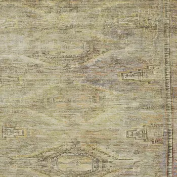 3' X 5' Artichoke Green And Taupe Aztec Washable Indoor Outdoor Area Rug