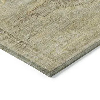 5' X 8' Artichoke Green And Taupe Aztec Washable Indoor Outdoor Area Rug