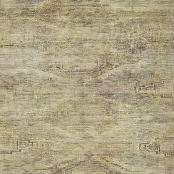 5' X 8' Artichoke Green And Taupe Aztec Washable Indoor Outdoor Area Rug