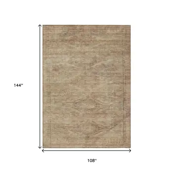 9' X 12' Beige And Taupe Aztec Washable Indoor Outdoor Area Rug
