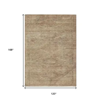 10' X 14' Beige And Taupe Aztec Washable Indoor Outdoor Area Rug
