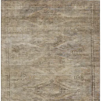 3' X 5' Brown And Taupe Aztec Washable Indoor Outdoor Area Rug