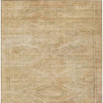 3' X 5' Linen And Wheat Aztec Washable Indoor Outdoor Area Rug