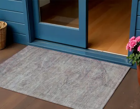 3' X 5' Pewter And Gray Aztec Washable Indoor Outdoor Area Rug