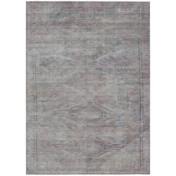 3' X 5' Pewter And Gray Aztec Washable Indoor Outdoor Area Rug