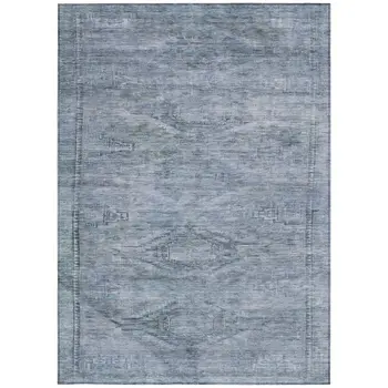 3' X 5' Sky Blue And Gray Aztec Washable Indoor Outdoor Area Rug