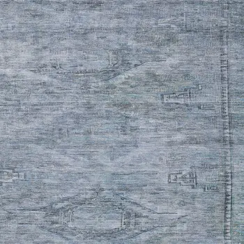 8' X 10' Sky Blue And Gray Aztec Washable Indoor Outdoor Area Rug
