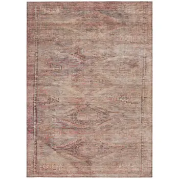 8' X 10' Salmon And Copper Aztec Washable Indoor Outdoor Area Rug