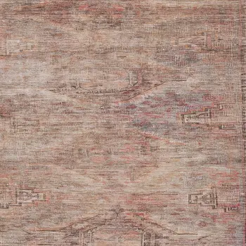 9' X 12' Salmon And Copper Aztec Washable Indoor Outdoor Area Rug