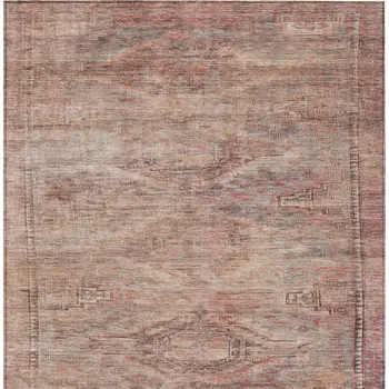 10' X 14' Salmon And Copper Aztec Washable Indoor Outdoor Area Rug