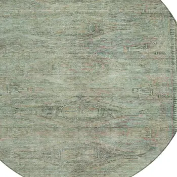 8' Teal Blue And Sage Round Aztec Washable Indoor Outdoor Area Rug