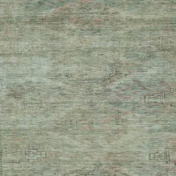 9' X 12' Teal Blue And Sage Aztec Washable Indoor Outdoor Area Rug