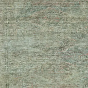 10' X 14' Teal Blue And Sage Aztec Washable Indoor Outdoor Area Rug