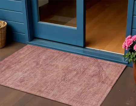 3' X 5' Terra Cotta And Salmon Aztec Washable Indoor Outdoor Area Rug