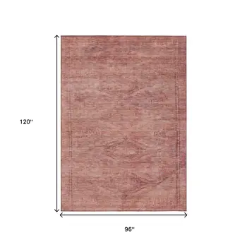 8' X 10' Terra Cotta And Salmon Aztec Washable Indoor Outdoor Area Rug