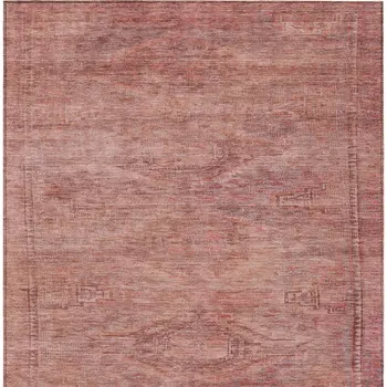 10' X 14' Terra Cotta And Salmon Aztec Washable Indoor Outdoor Area Rug
