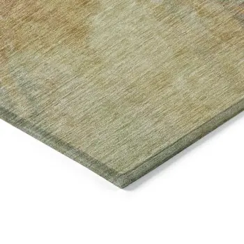3' X 5' Artichoke Green And Gold Abstract Washable Indoor Outdoor Area Rug