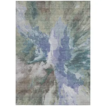 8' X 10' Blue And Gray Abstract Washable Indoor Outdoor Area Rug
