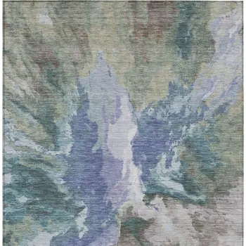 10' X 14' Blue And Gray Abstract Washable Indoor Outdoor Area Rug