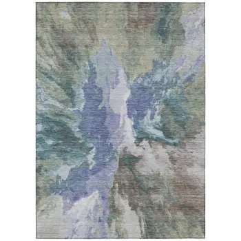 10' X 14' Blue And Gray Abstract Washable Indoor Outdoor Area Rug