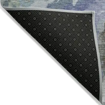 10' X 14' Blue And Gray Abstract Washable Indoor Outdoor Area Rug