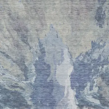 5' X 8' Denim Blue And Linen Abstract Washable Indoor Outdoor Area Rug