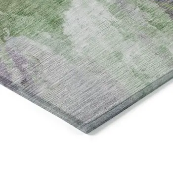 5' X 8' Green And Purple Abstract Washable Indoor Outdoor Area Rug
